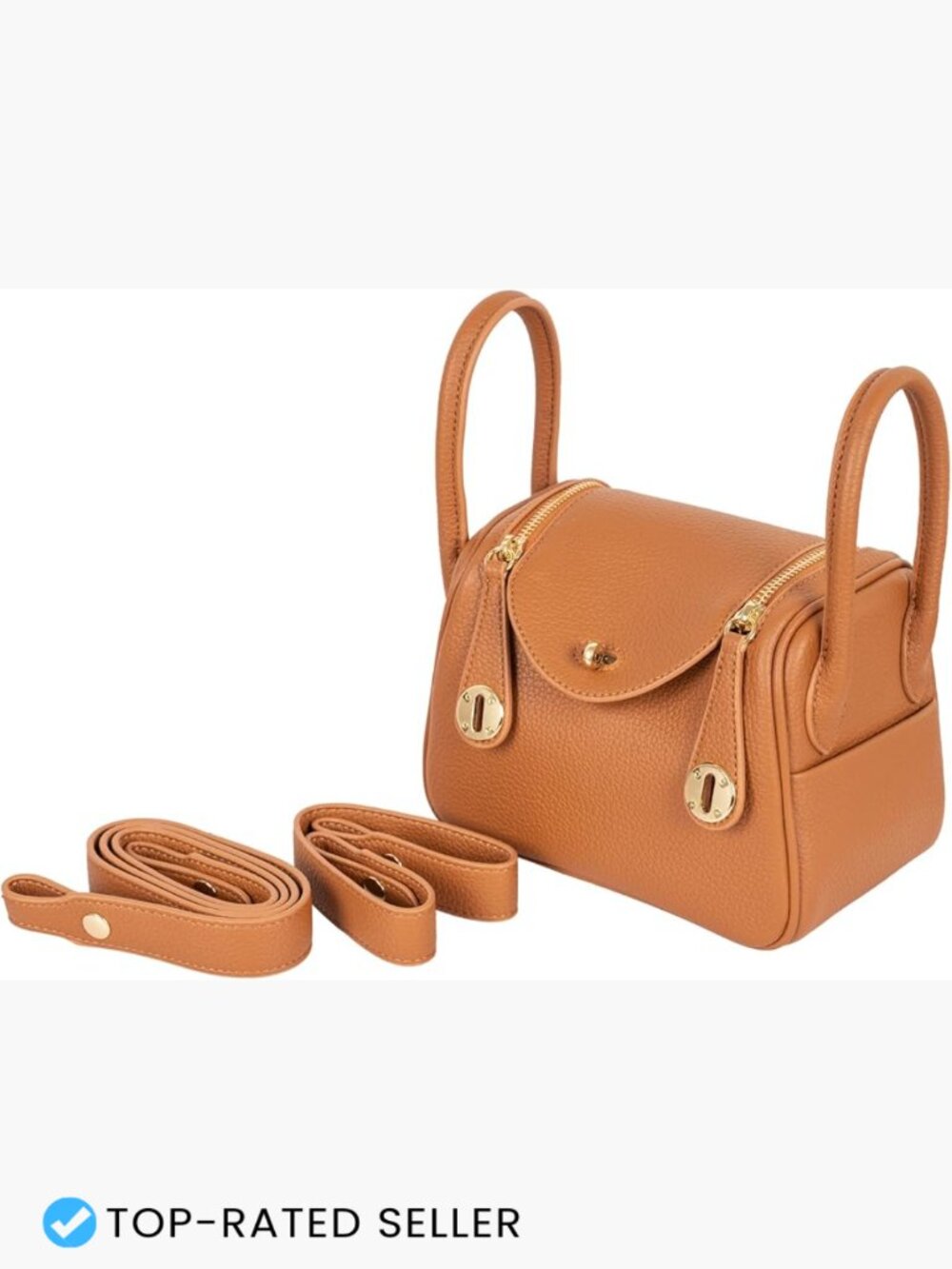 Calfskin Leather Crossbody Shoulder Bag with Zipper Closure Small Size Handbag